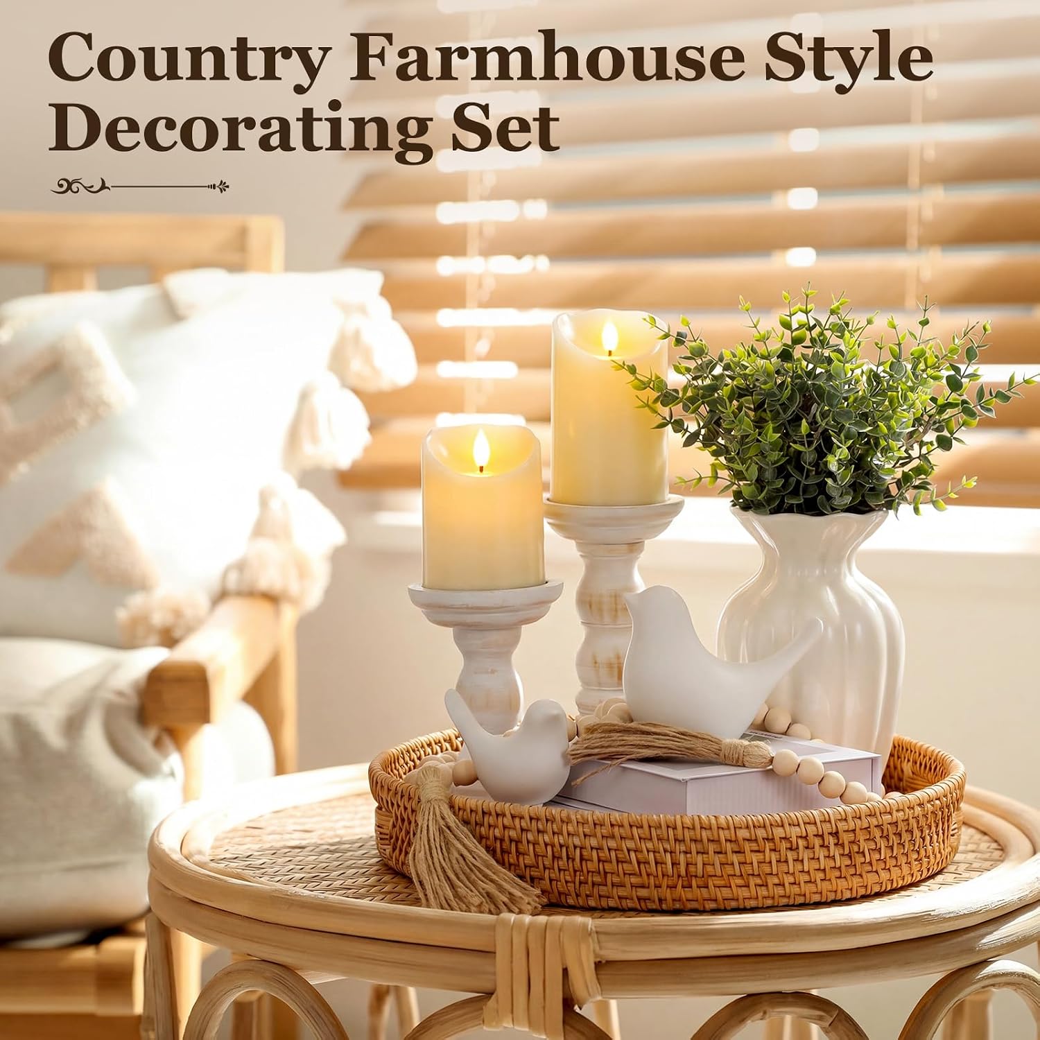 Qinyoung Rustic Farmhouse Decor Set of 12 for Living Room Dining Table Centerpieces Fireplace Home Decoration Modern Upscale Kitchen Counter Decor Gift