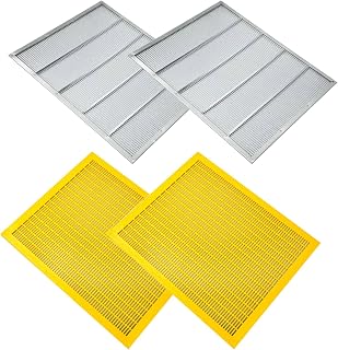 Generic 4 pcs Beekeeping Queen Excluder 2X Metal Queen Excluder 2X Plastic Queen Excluder Beekeeping Supplies for 10 Frame Langstroth Beehive, Silver/ yellow