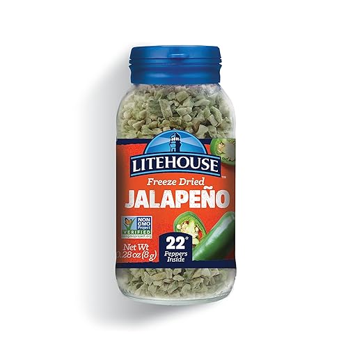 Litehouse Pimientos de jalapeño liofilizados  Pimiento liofilizado, sustituto del jalapeño fresco, hojuelas de pimiento seco, sin OMG, sin gluten,