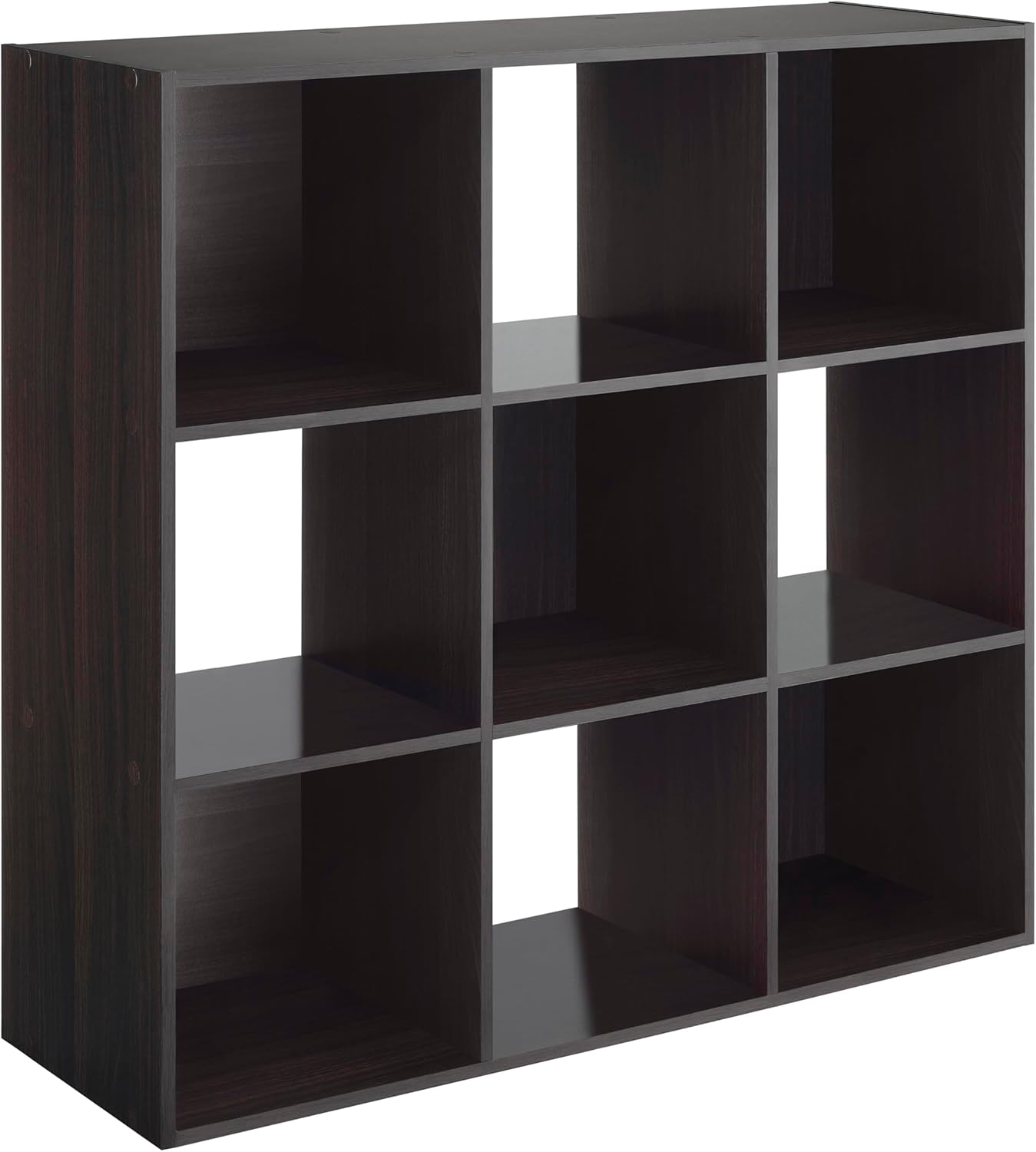 Whitmor 9 Cube Storage Organizer, 3 Tier Stackable MDF Wood Bookcase, Open Storage Display Bookshelf, Storage Cabinet for Living Room, Bedroom, Home, Office, 35.5" L x 11.7" W x 35.5" H, Espresso