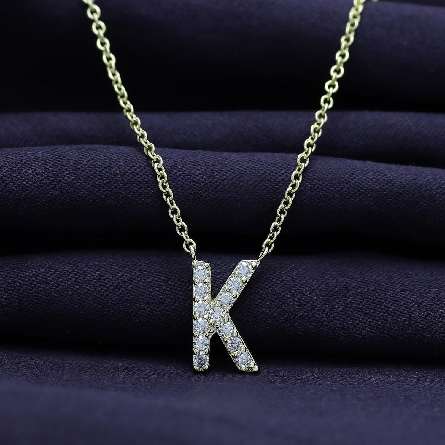 18K Gold Plated Initial Necklace | Moissanite Diamond Alphabet Necklace | Dainty Necklaces for Her | Letter A-Z Pendant Necklace |18" + 2" Adjustable Chain