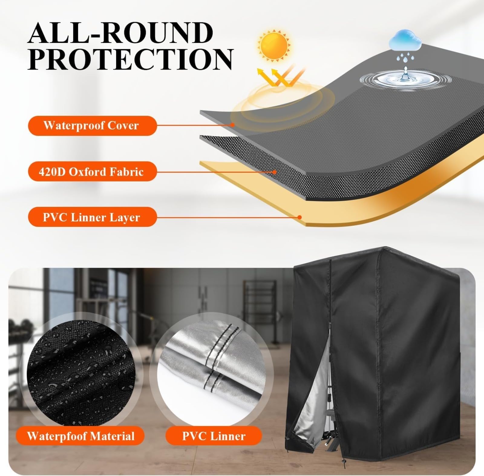 Housse de Protection Étanche Anti-Poussière pour Station de Traction et Support de Squat, Tissu Oxford 420D - Équipement Fitness pour Entraînement à Domicile et Extérieur