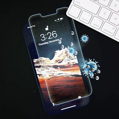 Miniatura 4 de Protector de pantalla de vidrio templado antiluz azul con iones plateados para iPhone 14 Pro, probado por SGS e Intertek, bloquea la luz azul dañina