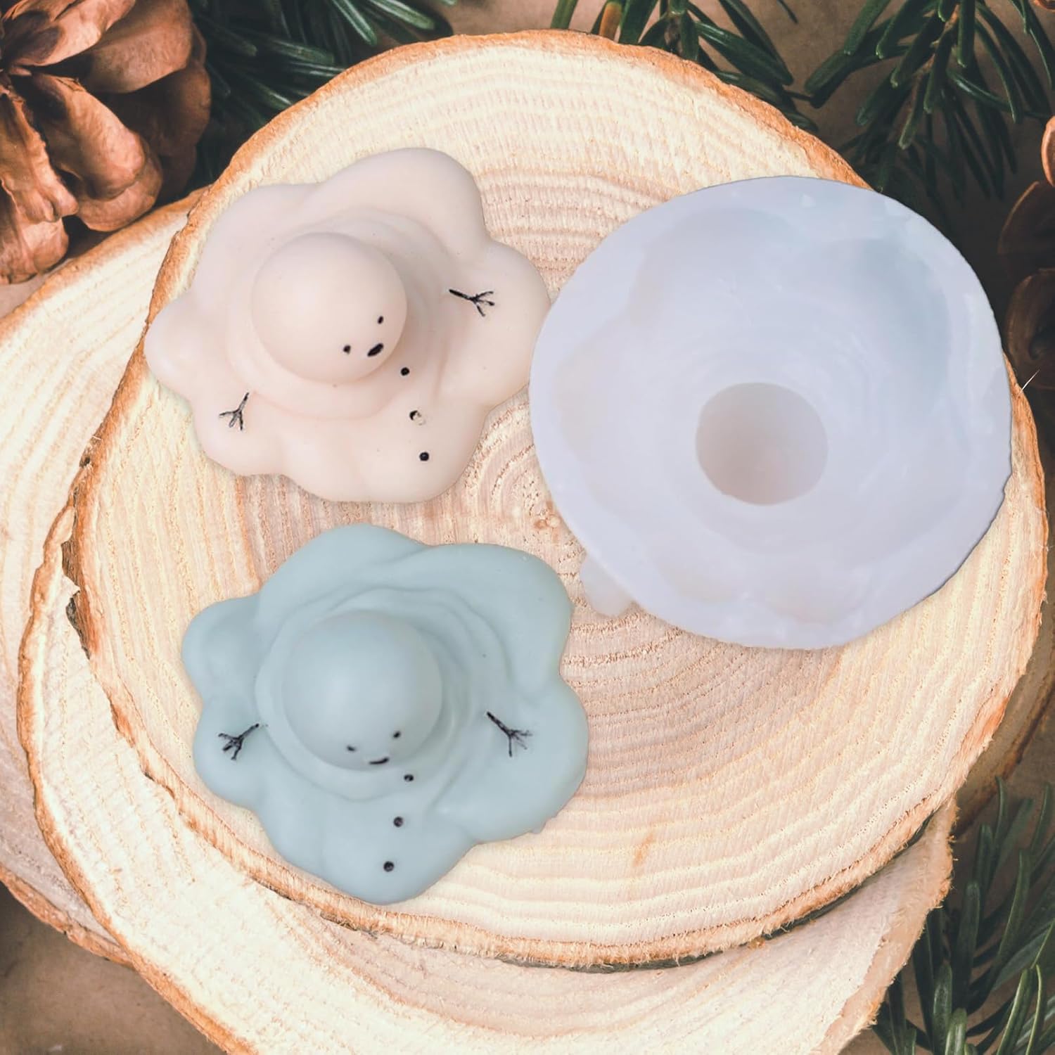 クリスマスキャンドル型、シリコンキャンドルモールド クリスマス、ハンドメイドかわいい雪だるまアロマテラピー、クリスマスパーティーデコ