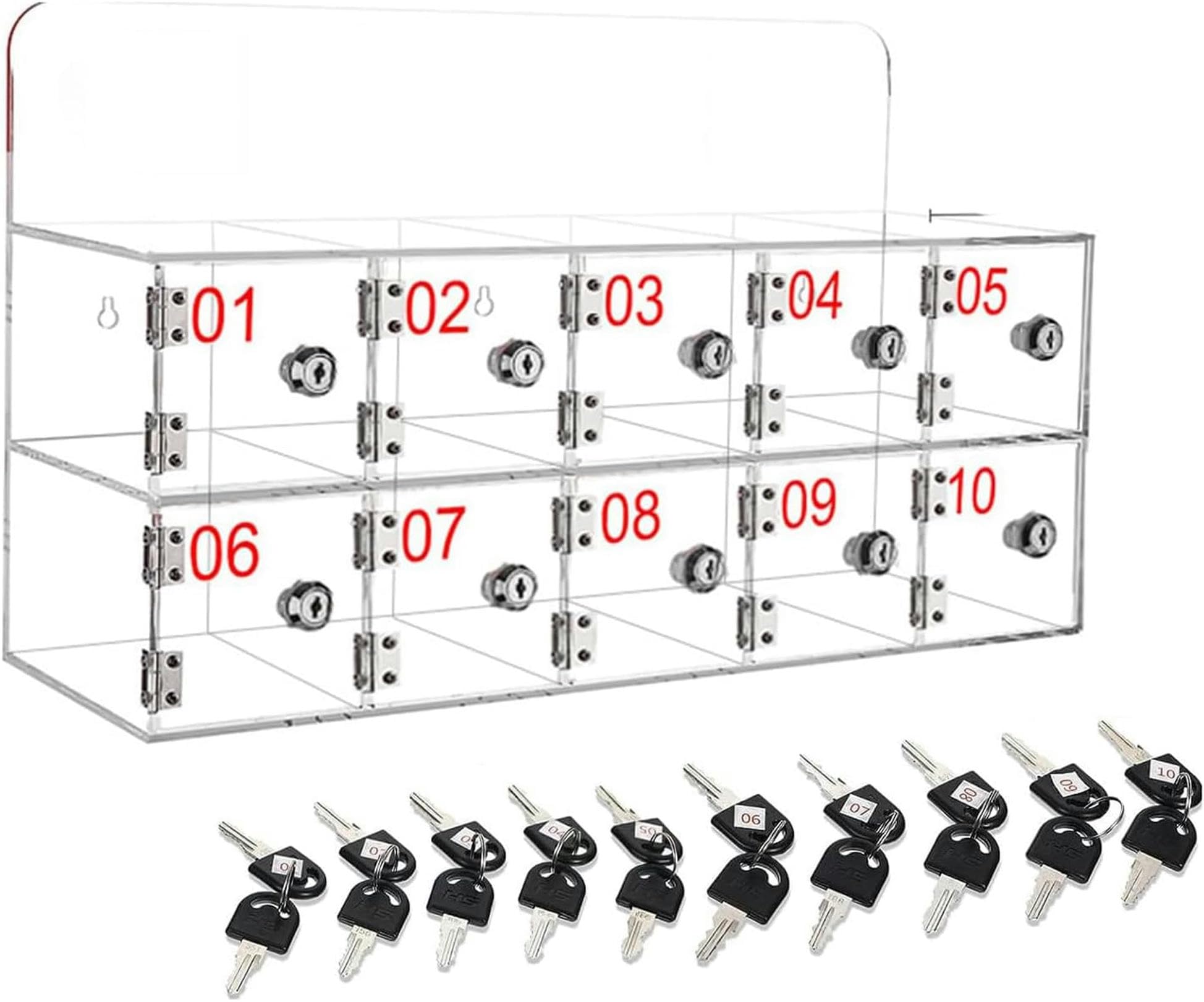 Supporto da parete per telefono in acrilico, 10 scomparti, trasparente, per elettronica, display visibile per telefoni cellulari, mensola di classe da 10 cm, soluzione moderna per casa e ufficio