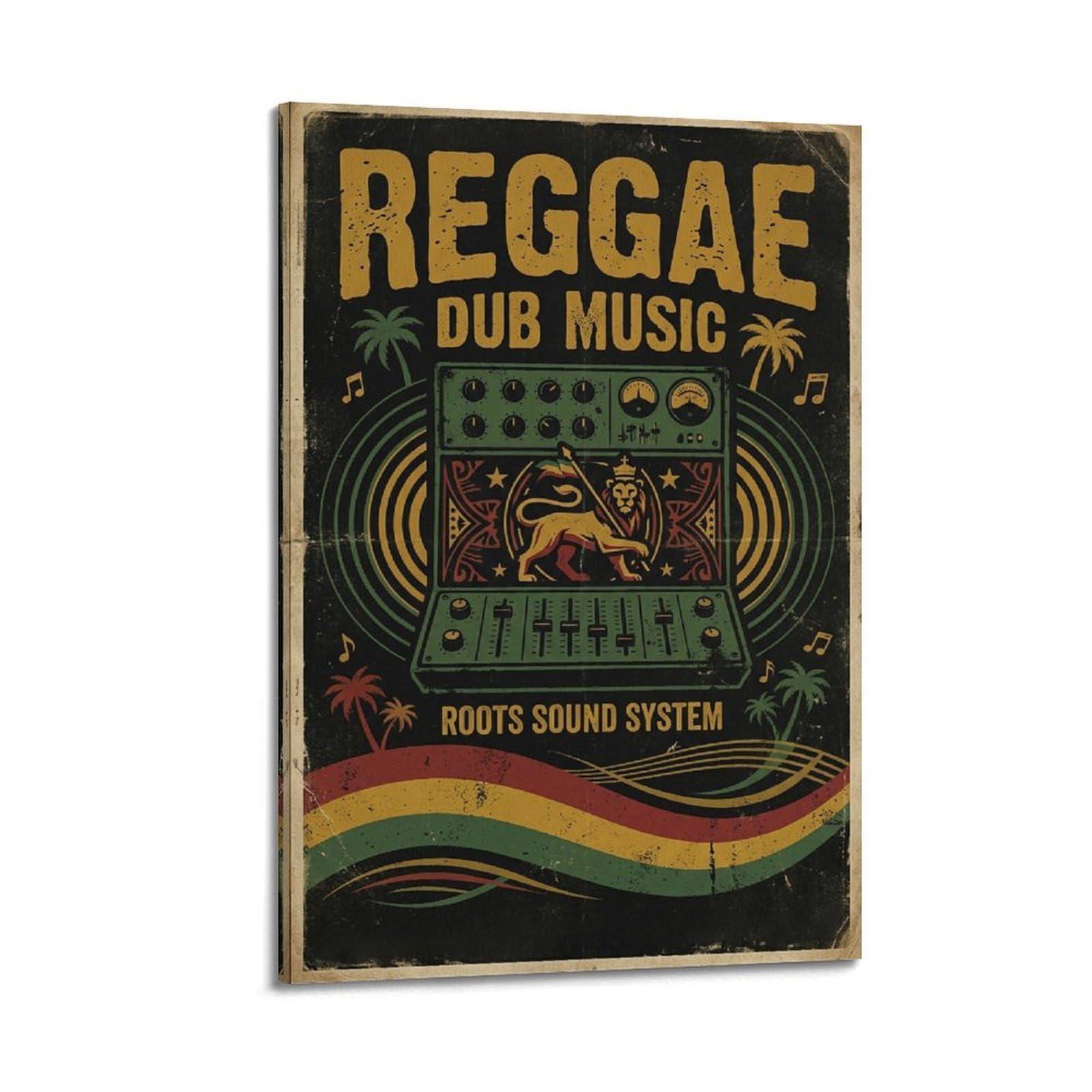 OKNGB Poster decorativo da parete su tela, motivo vintage Roots Sound System Reggae Dub, poster decorativo per camera da letto, poster decorativo per camera da letto, 60 x 90 cm