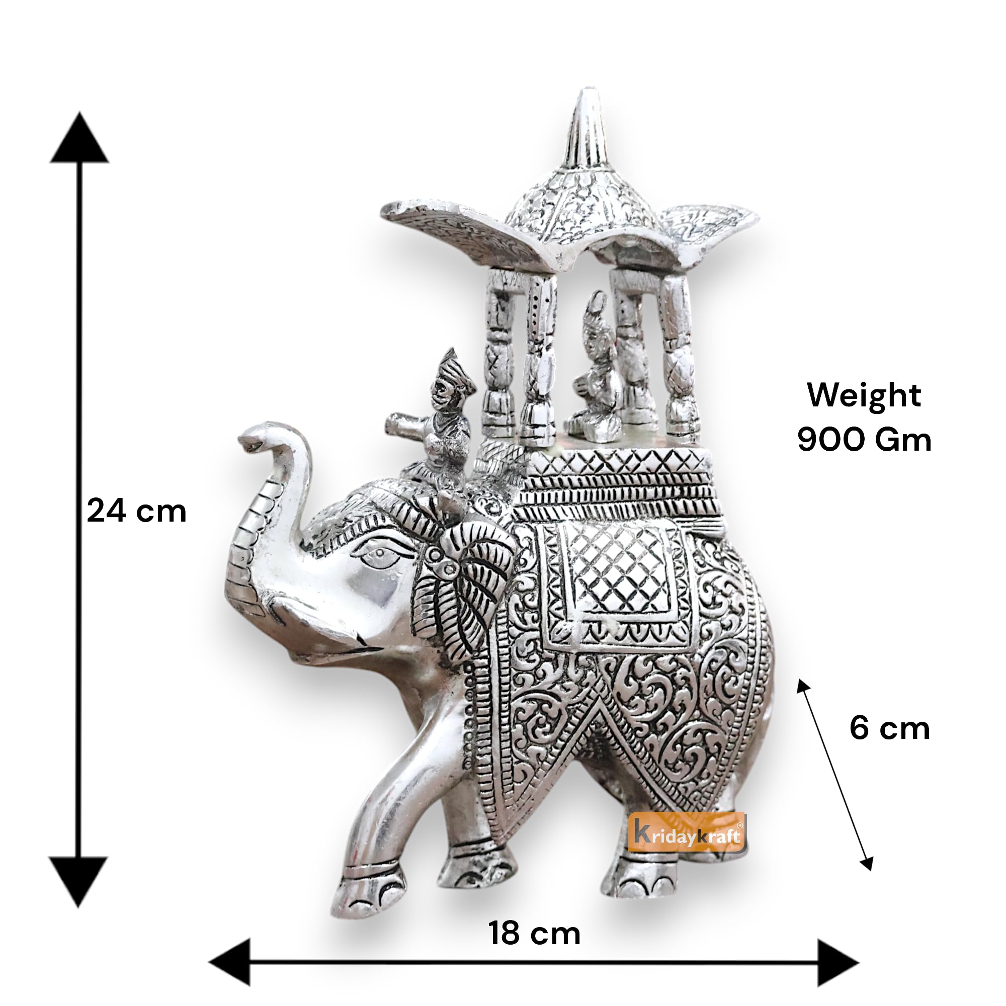 Handcrafted Metal Elephant Statue - Rajasthani Art -3