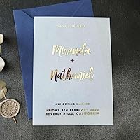 Vista 4 de Personalized Wedding Save the Date Vellum Cards, Save our Date Gold Foiled Vellum Invites, Custom Save or Change the Date, Silver, Rose Gold