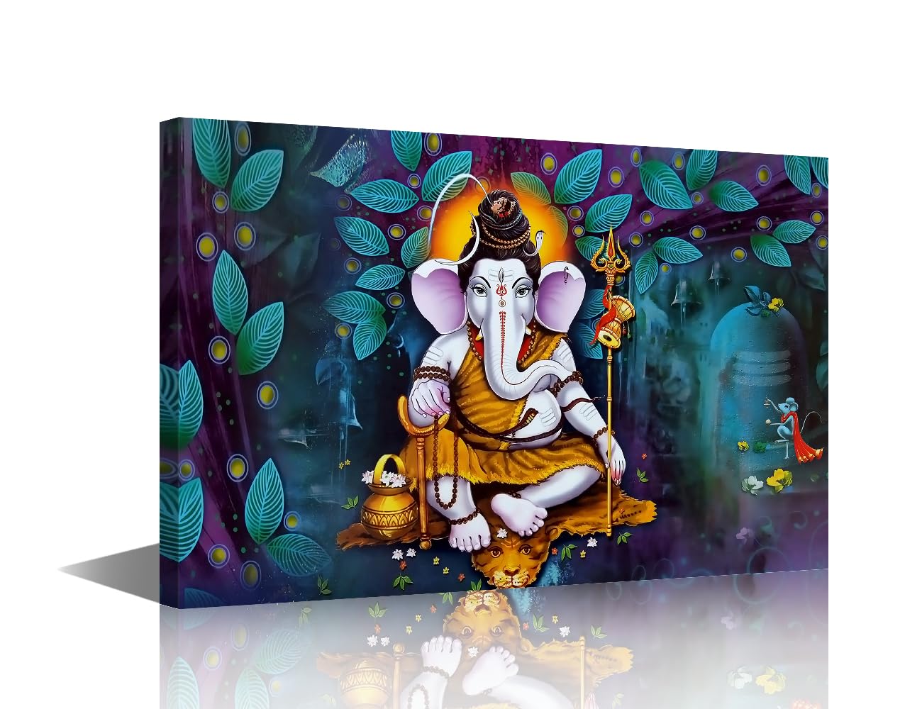 TISHIRON 1 Piece Canvas God Ganesha Poster for Room Wall Pictures Lord Ganesha Paintings Modern Artwork Home Decor for Living Room Framed Ready to Hang 24x16inch — image 1