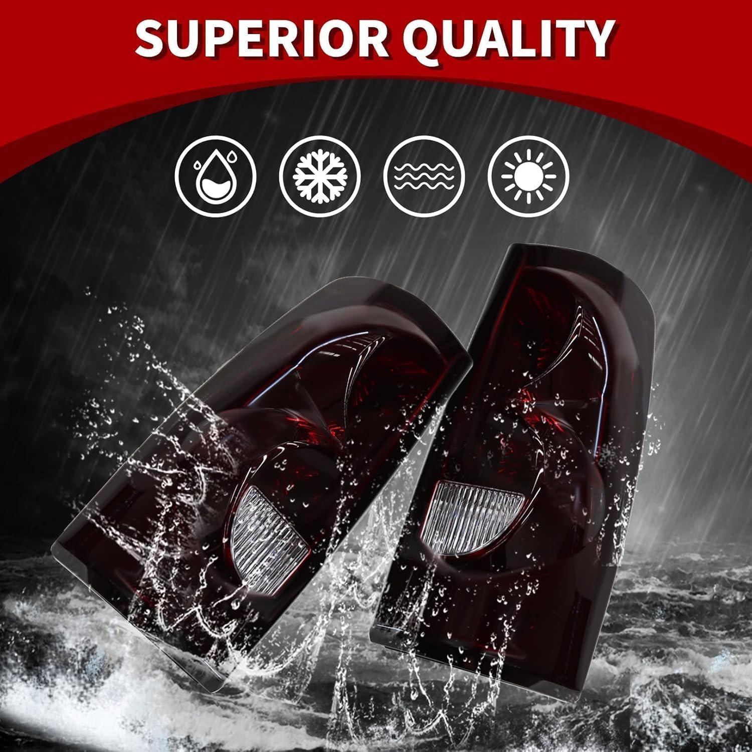 Nakkaa Smoked Red Tail Lights w/Bulbs Assembly Compatible with 2003 2004 2005 2006 Silverado Pickup Black Rear Brake Lamps Taillights Left and Right GM2800174 GM2800161