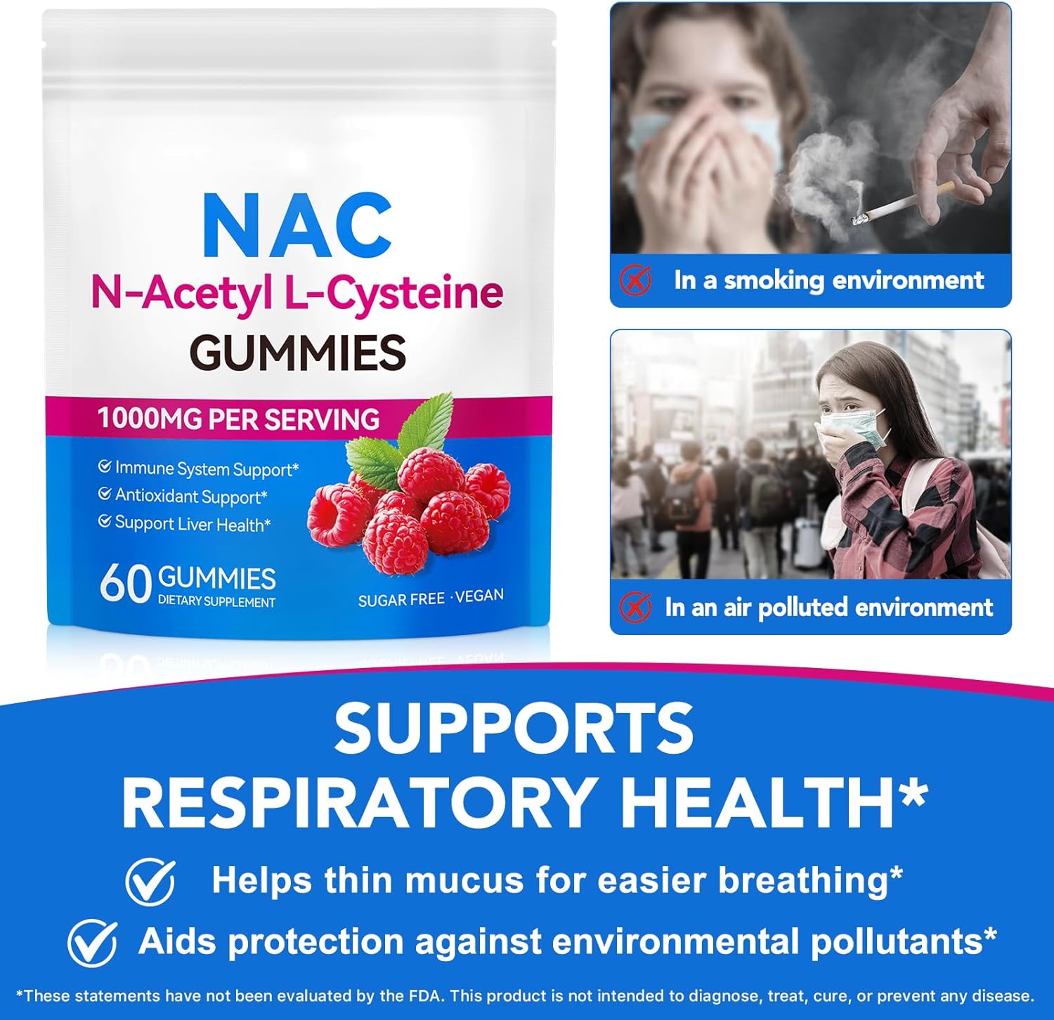 NAC Gummies for Adults & Kids 1000mg - Chewable NAC Supplement N-Acetyl Cysteine Supports Lung & Liver Detox, Antioxidant & Immune Defense, Strawberry Flavor 60 Count - Image 4