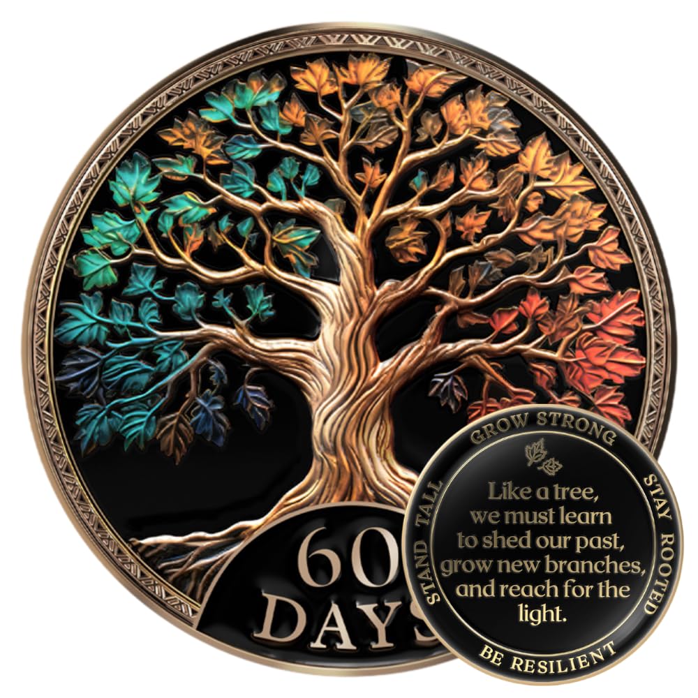 MilestoneMint 60 Days Sobriety Coin, Tree of Life, AA Coins and Medallions