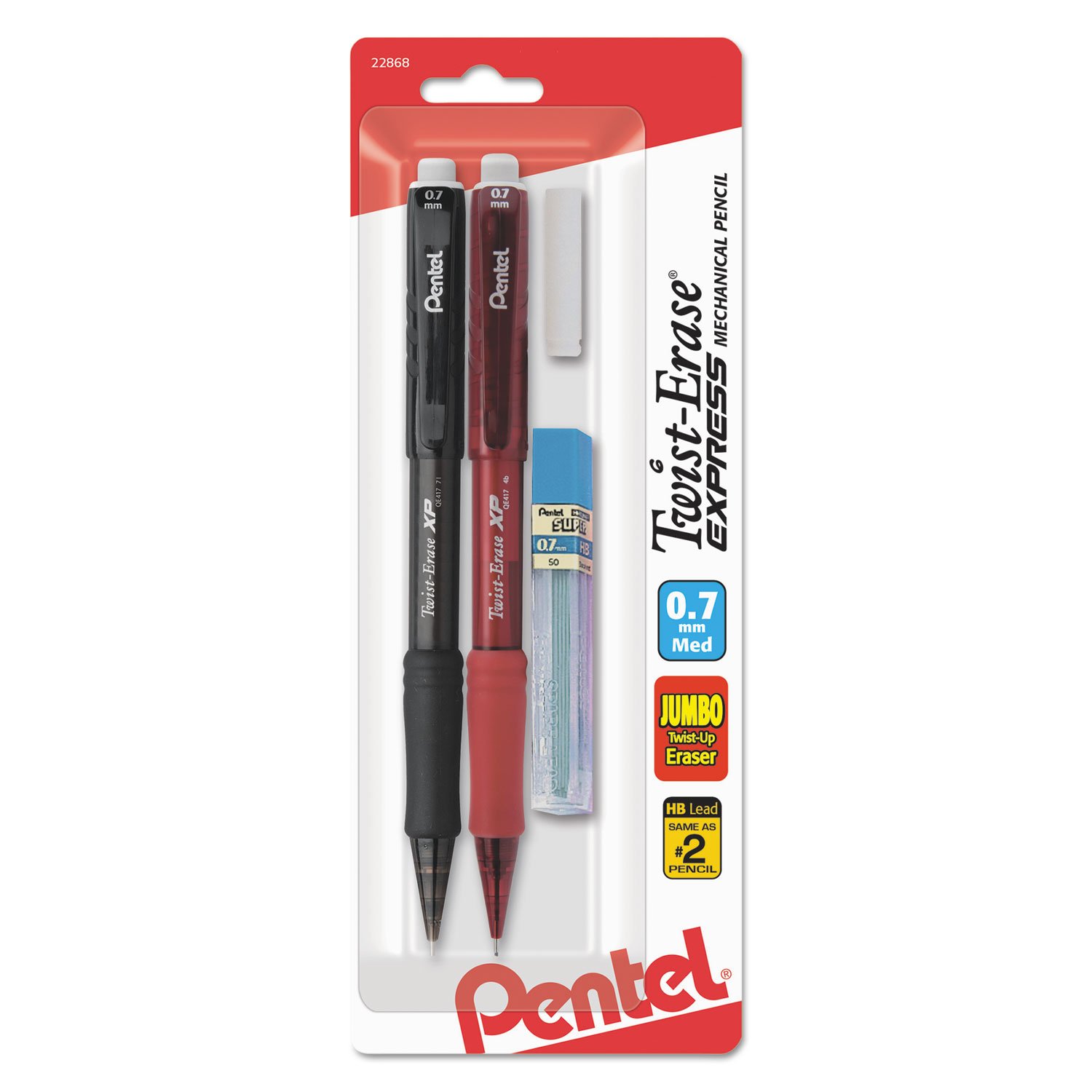 Pentel QE417LEBP2 Twist-Erase EXPRESS Mechanical Pencil, .7 mm, 2 per Set — image 1