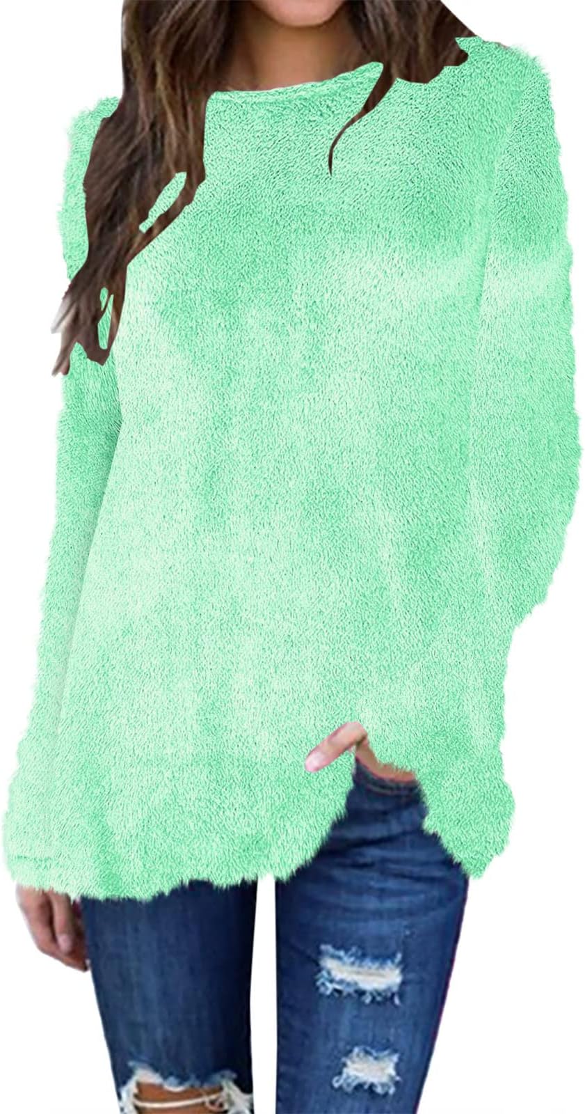 AMhomelyWomen Blouse Tops Sale Clearance,Long Sleeve Round Neck Splice Pullover Loose Shirt Blouse Top Shirt Christmas Jumper Funny Graphic Reindeer Santa Xmas Jumper Sweatshirt Ladies UK Size