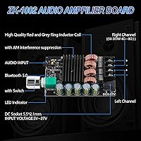 Vista 5 de ZK-1002 Bluetooth 5.0 Audio Amplifier Board, 100W x 2 2.0 Channel Mini HiFi Power Amplifier Receiver with Volume Control, BT and AUX Inputs, DC