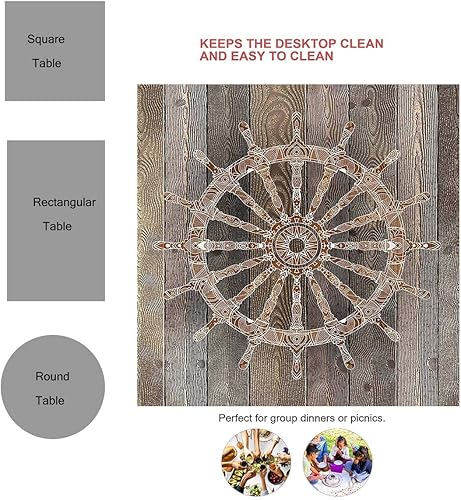 Miniatura 3 de Azul marino Manteles para Mesa De 6 Sillas Umber Brownsmall Mesa de picnic resistente a las arrugas, 52 x 70 pulgadas