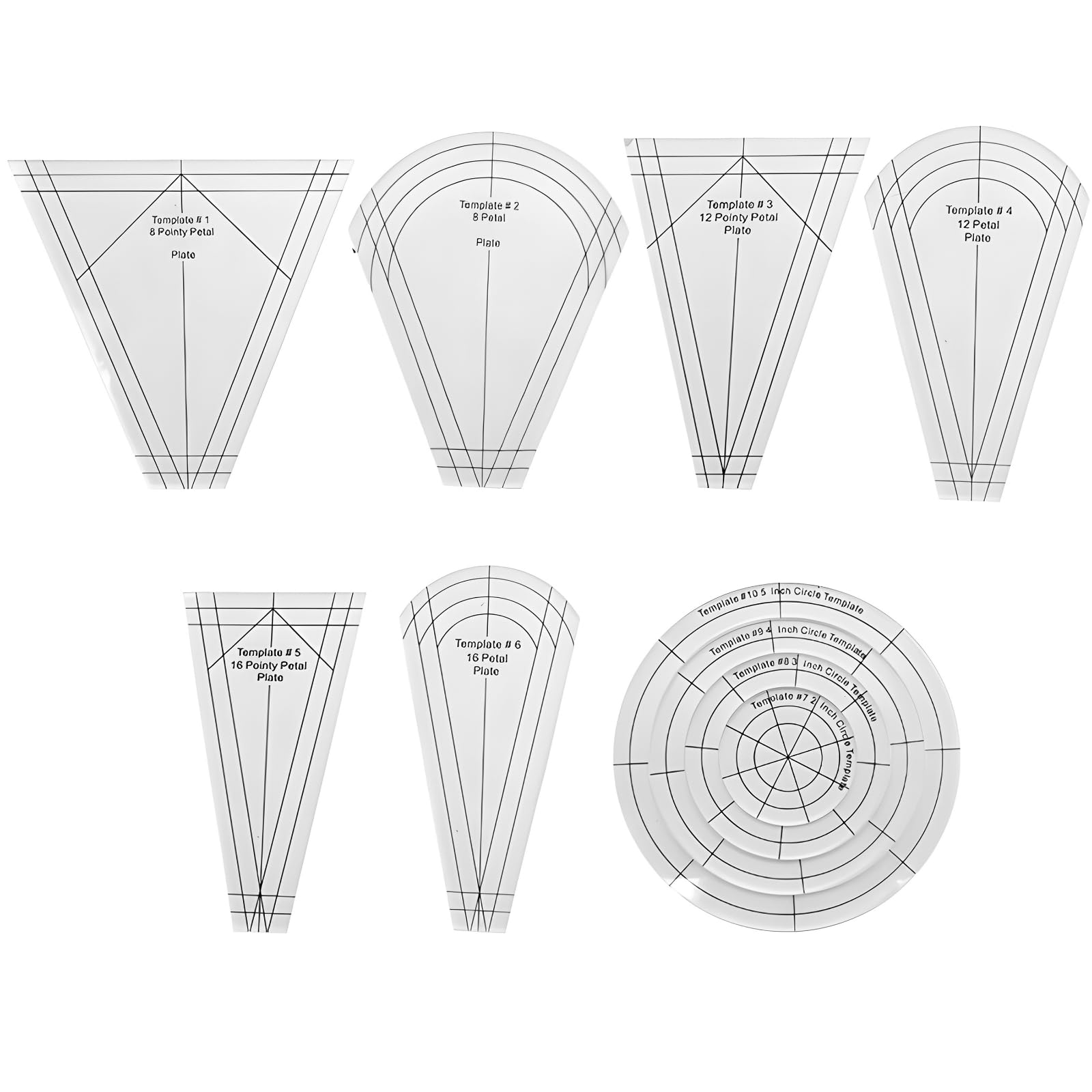 10 Pcs Acrylic Quilting Ruler Set, Square Shape Sewing Templates for Patchwork DIY, Precision Tool Kit for Accurate Cutting & Piecing