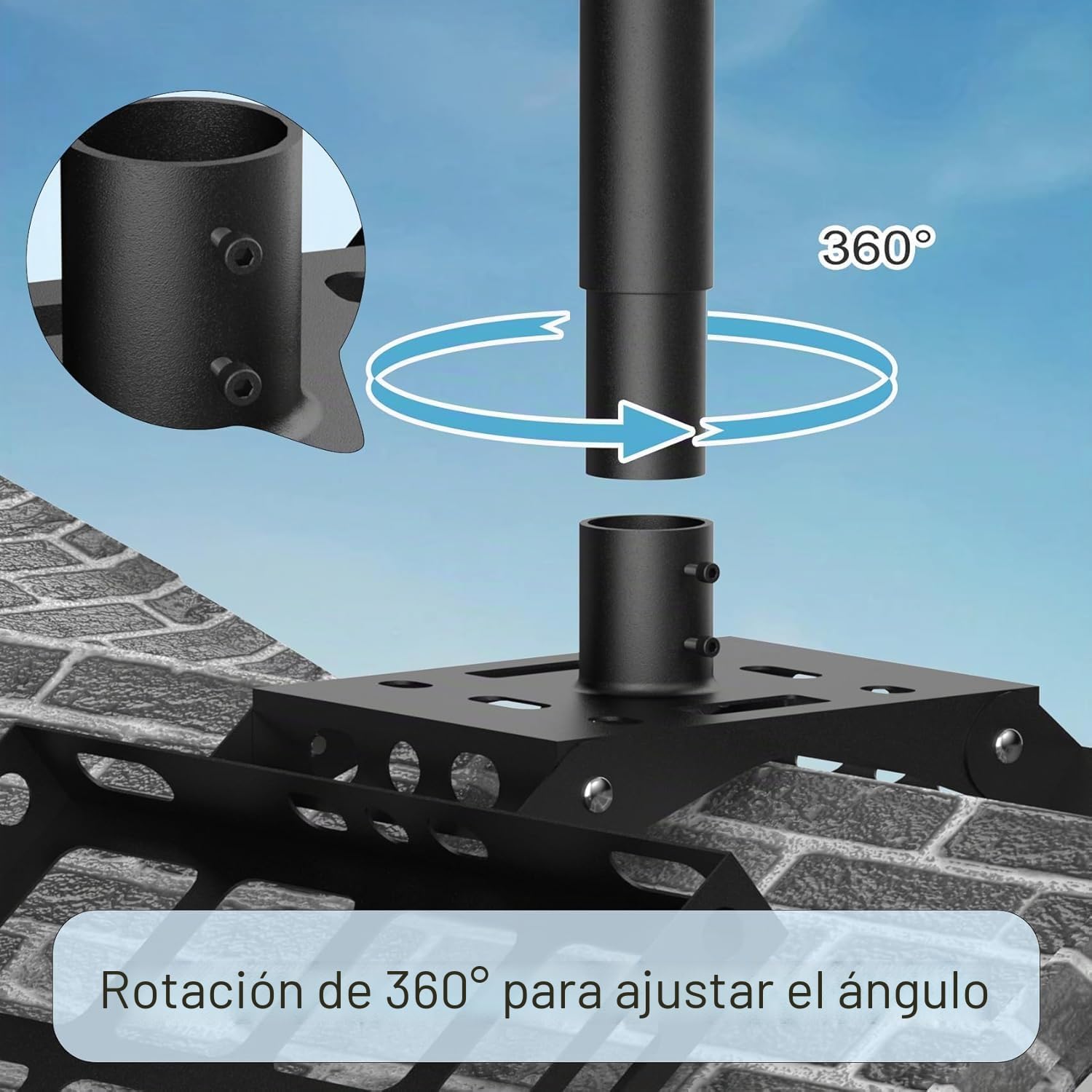 Kit de montaje adaptador de tubo de techo de aluminio para plato Starlink Gen 3 estándar V3, ángulo completo de 360°, soporte ajustable de montaje en rack, sin taladros, tornillos, poste de extensión
