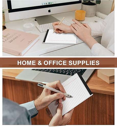 Miniatura 6 de Bloc de notas pequeñas de 5 x 8 pulgadas, bloc de notas blancas, paquete de 6, bloc de notas de rayas estrechas, bloc de notas micro perforadas,