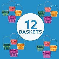 Vista 2 de Fun Express Cesta de Pascua a granel, paquete de 12 – Cestas de Pascua pequeñas cuadradas de bambú para niños Mini cestas decorativas coloridas