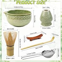VZXZXE Matcha Készlet 6 Részes - Habverő, Kanál, Tál, Szűrő és Kerámia Teáscsésze - Matcha Colored 6 Piece Set 2