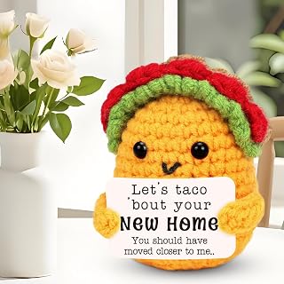 Mini House Warming Gifts New Home Essentials for Women Men Handmade Crochet Taco New Apartment First Home Gift for Neighbor Friends Roommates Long-Distance Friendship Taco Tuesday Humor Decor