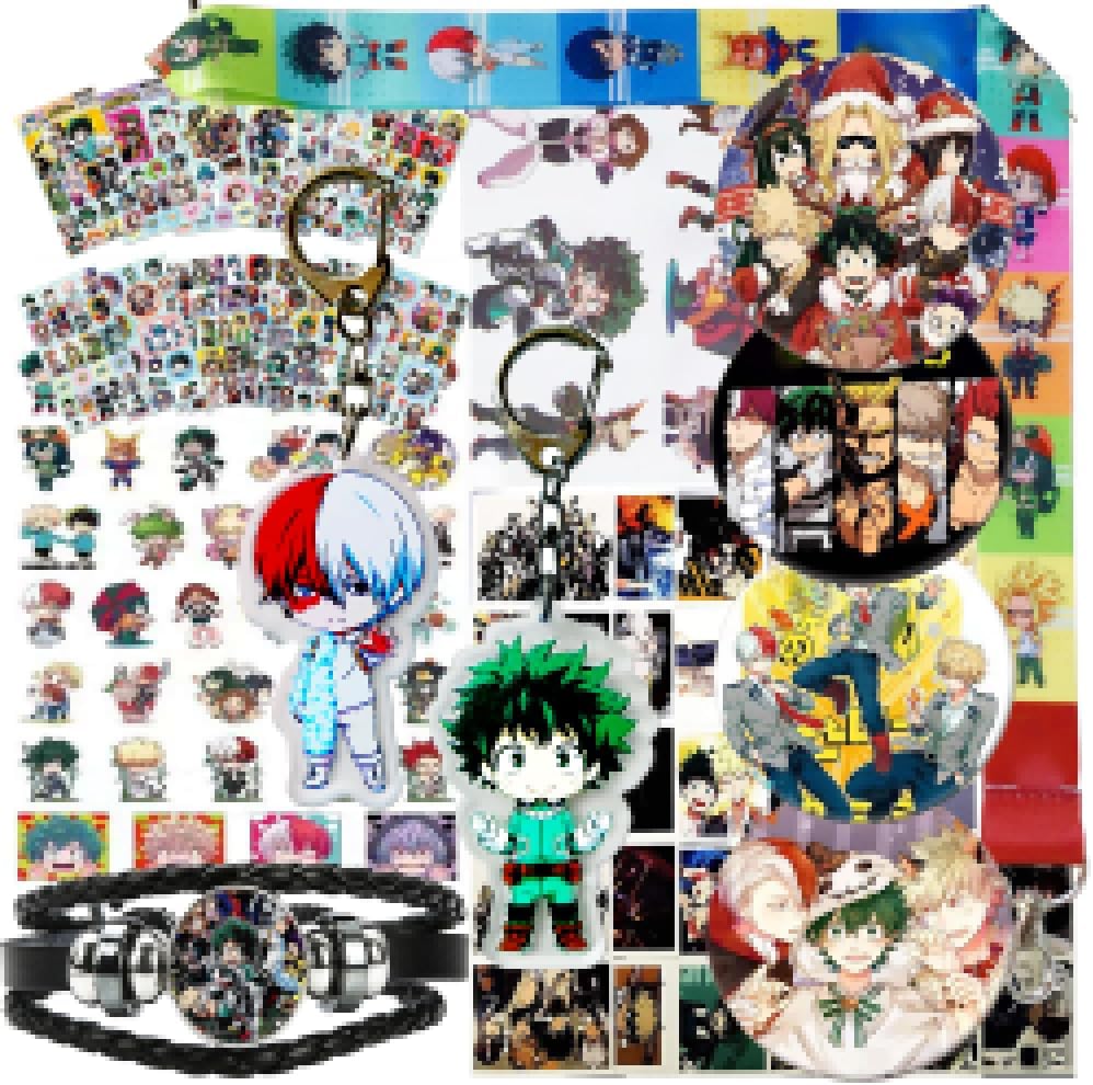 Gift Set FOR FANS, 54Pcs Postcards, 12Sheet Cartoon Laptop Stickers, 4 Button Pins, 2 Keychains, 1Pcs Bracelet, 1Cratoon Lanyard, 2Pcs Tattoo Sticker