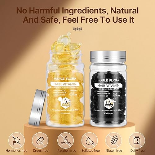 Miniatura 5 de Cápsula de suero de vitamina para el cabello, suero de tratamiento capilar, enriquecido con aceites de aguacate de macadamia marroquí, vitaminas A C