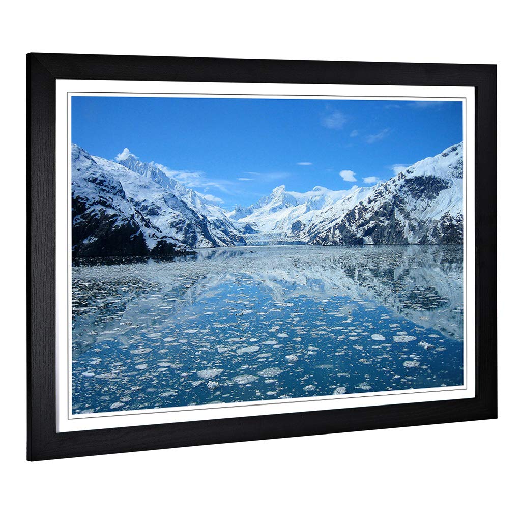 Big Box Art Framed Print of Landscape Glacier Bay Alaska USA Design | Wall Art Picture | Home Decor for Kitchen, Living Room, Bedroom, Hallway, Black, A2 / 24.5x18 Inch / 62x45cm