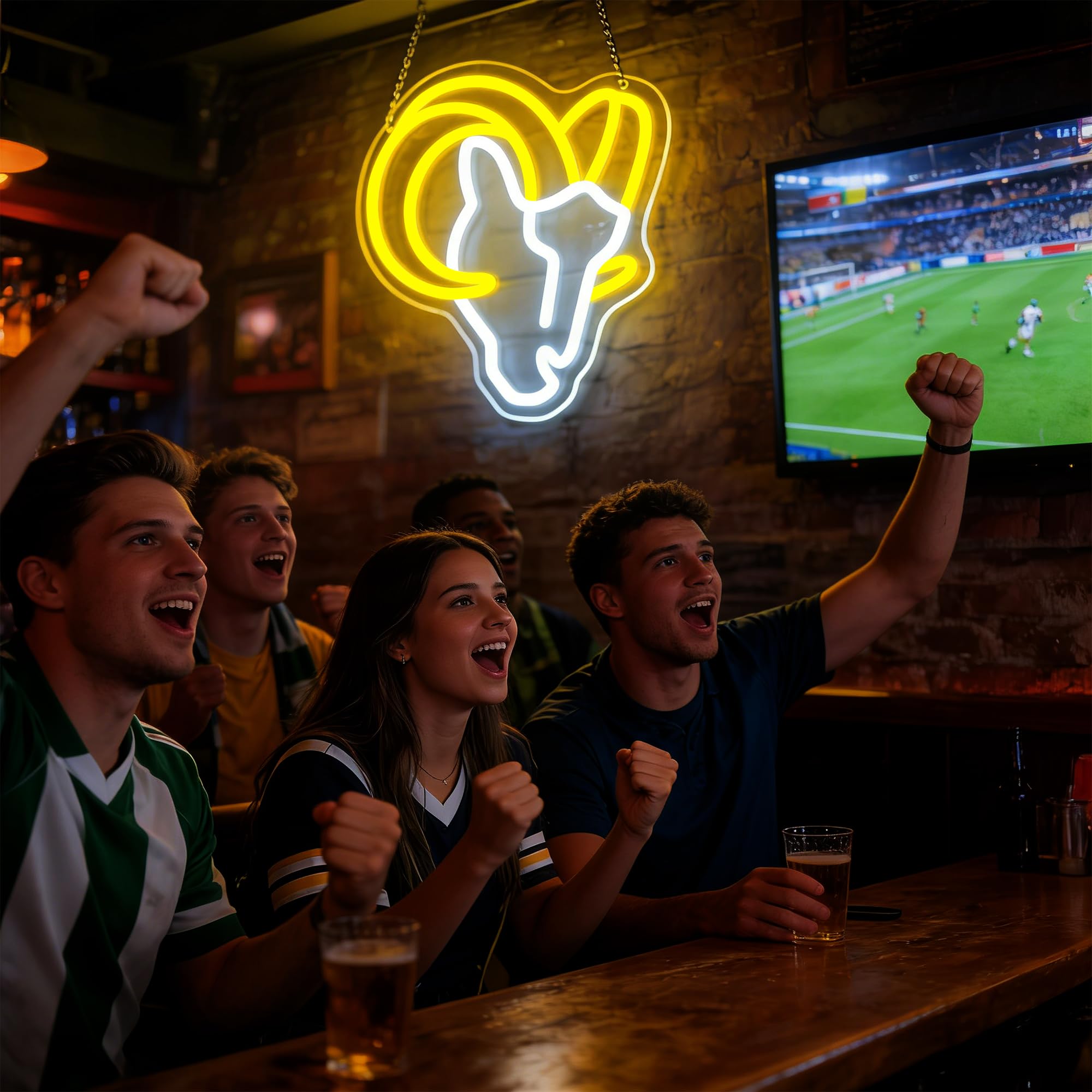 Insegna al neon per decorazione da parete con logo della squadra, luce al neon per uomo, luce LED dimmerabile, per sala giochi, sport, bar, camera da letto, fan del calcio, regali di compleanno