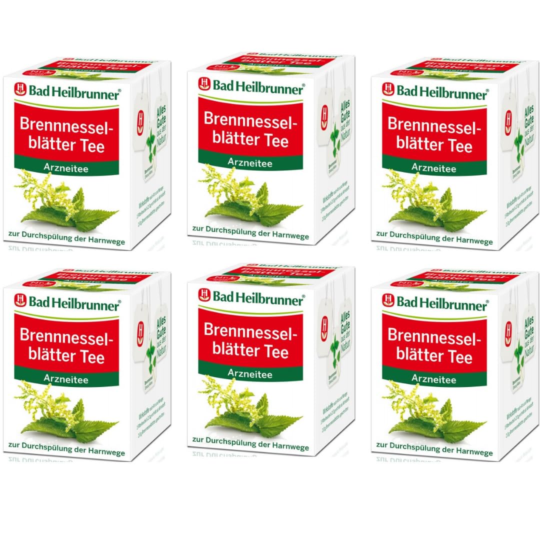Mit PUFAI GROCERY, Bad Heilbrunner Brennnesselblätter Tee 8ST 16G x 6 Packungen + Teekanne Magenfein Tee 20 x 2 gramm x 2 er Pack
