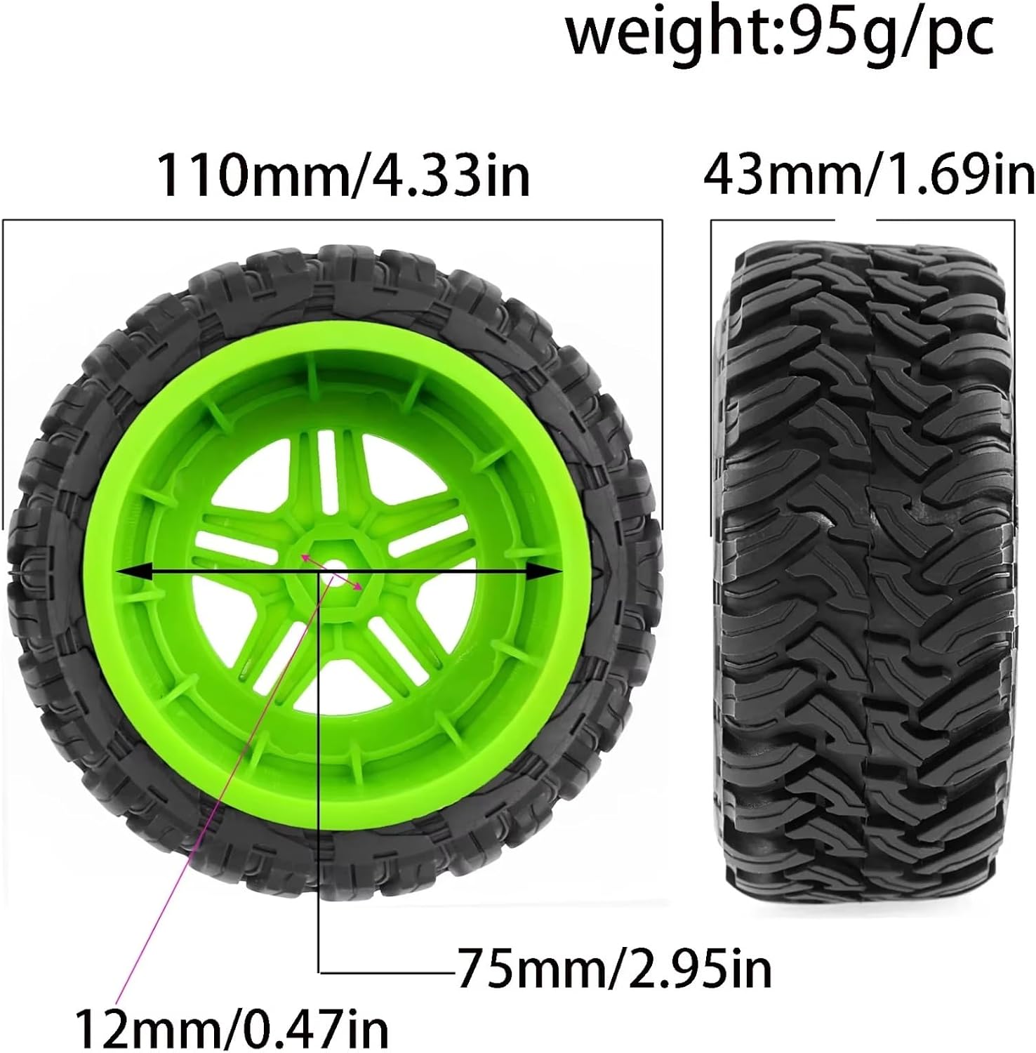 RCタイヤ For TRX4, D90 For Axial SCX10 II III For MST 1/10