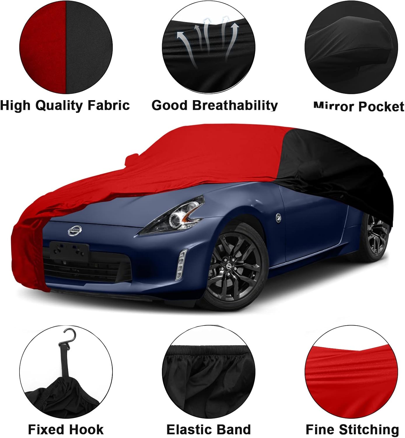 Indoor Car Cover Replace for 2009-2025 Nissan 370Z, Luxurious Stretch Satin Custom-fit Indoor Car Cover for Dust-Proof, Underground Garage, Car Show (370Z)