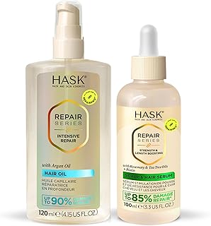 HASK Intensive Repair Hair Oil & Strength & Length Boosting Scalp and Hair Serum - Repairs Damage, Strengthens, Adds Shine...