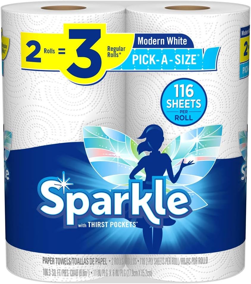 Sparkle Paper Towel, Giant PAS Rolls, 2 Count of 116 Sheets Per Roll
