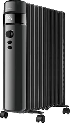 Supra Orea 2500 Radiateur à huile 1500 W, chauffage électrique, affichage numérique, température réglable, minuteur, jusqu'à 20 m², mode ECO, noir