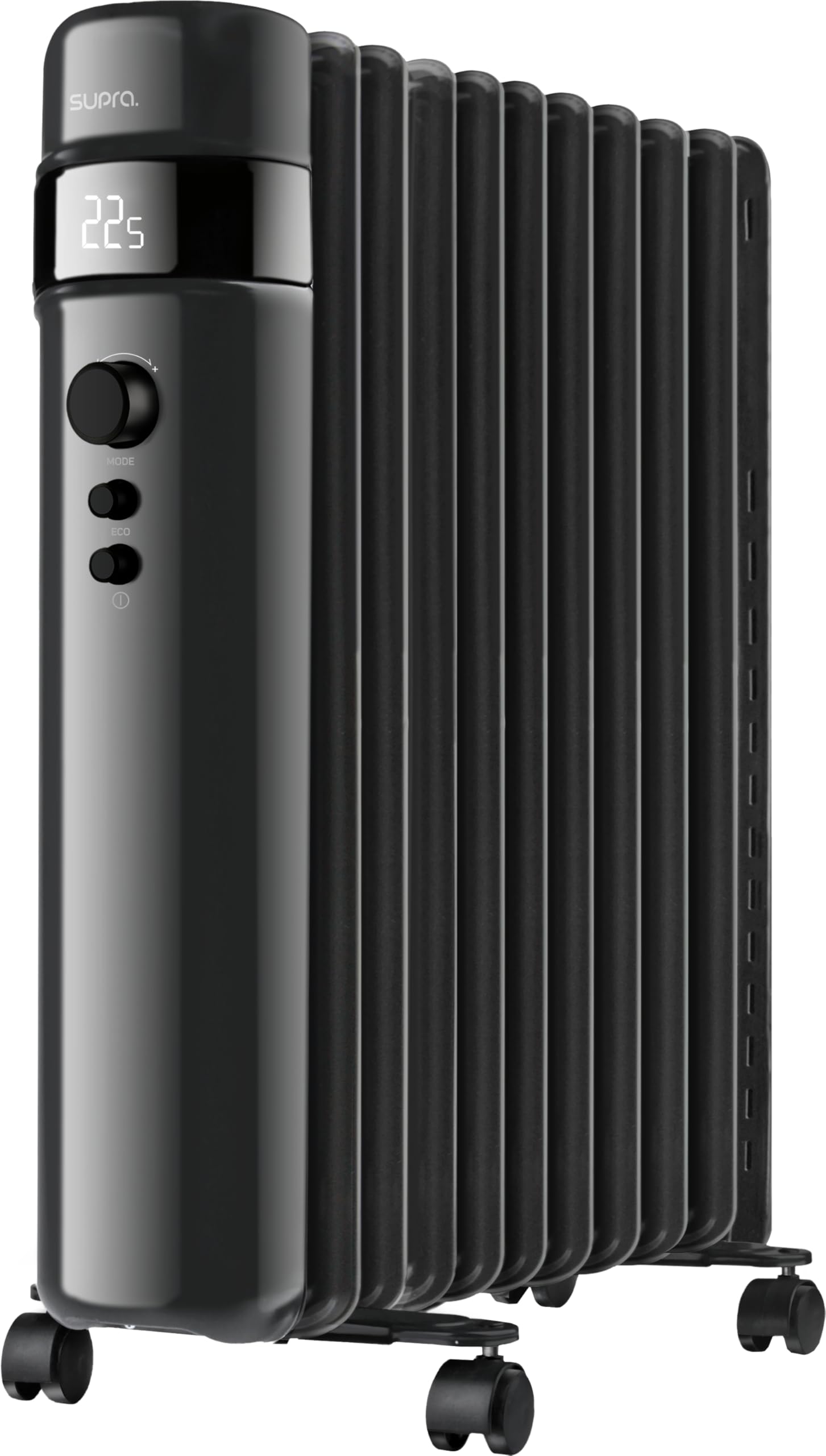 SUPRA OREA 2500 - Radiatore a olio 2500W, riscaldamento elettrico, display digitale, temperatura regolabile, timer hasta 40m2, modalità ECO, nero