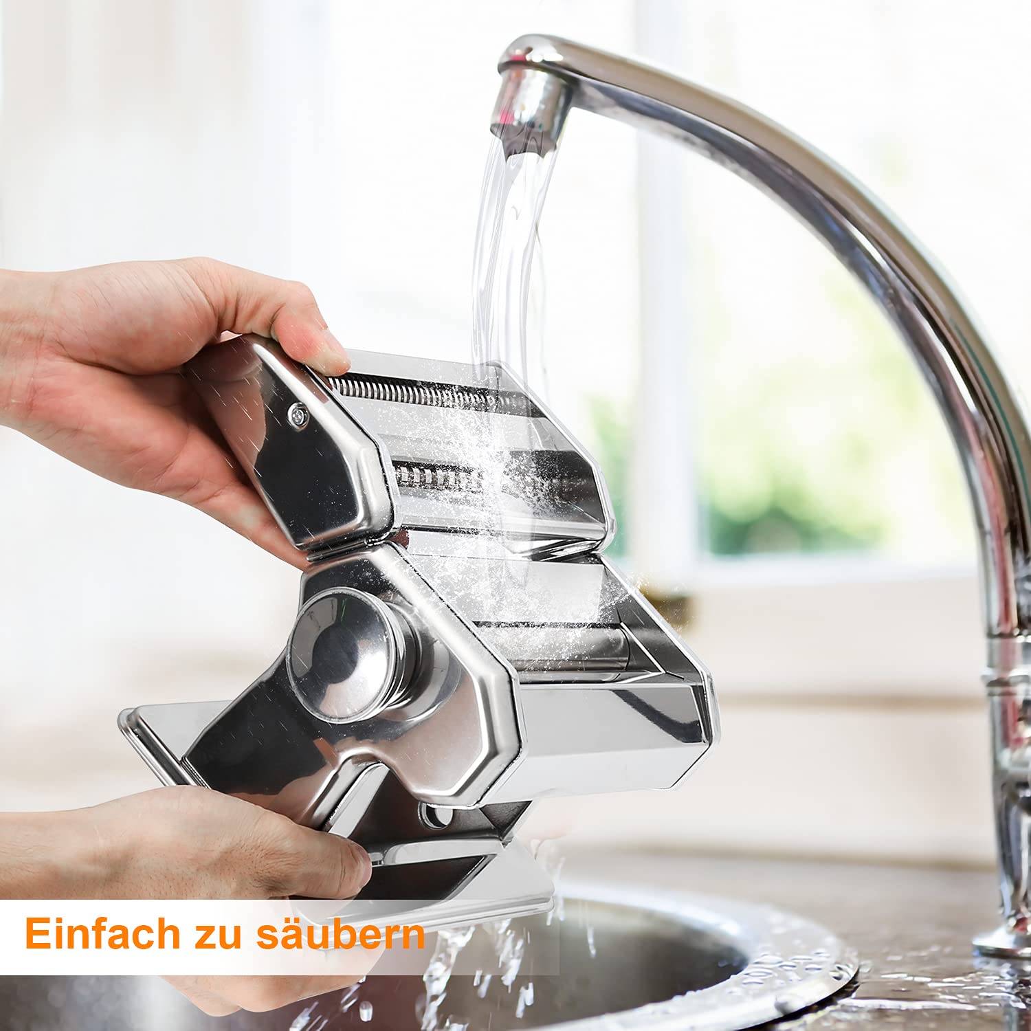 Fiqops Máquina manual para hacer pasta de acero inoxidable, 7 ajustes de grosor ajustables, máquina para hacer pasta con 2 cortes, para hacer espaguetis frescos, lasaña.
