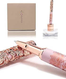 ARTEX Executive Rollerball Pen Sets With Stand - Museum Art Collections - Crafting Timeless Beauty - Luxury Pen Gift & Office Desk Decor, German SCHMIDT refill, Solid Metal & Marble Texture
