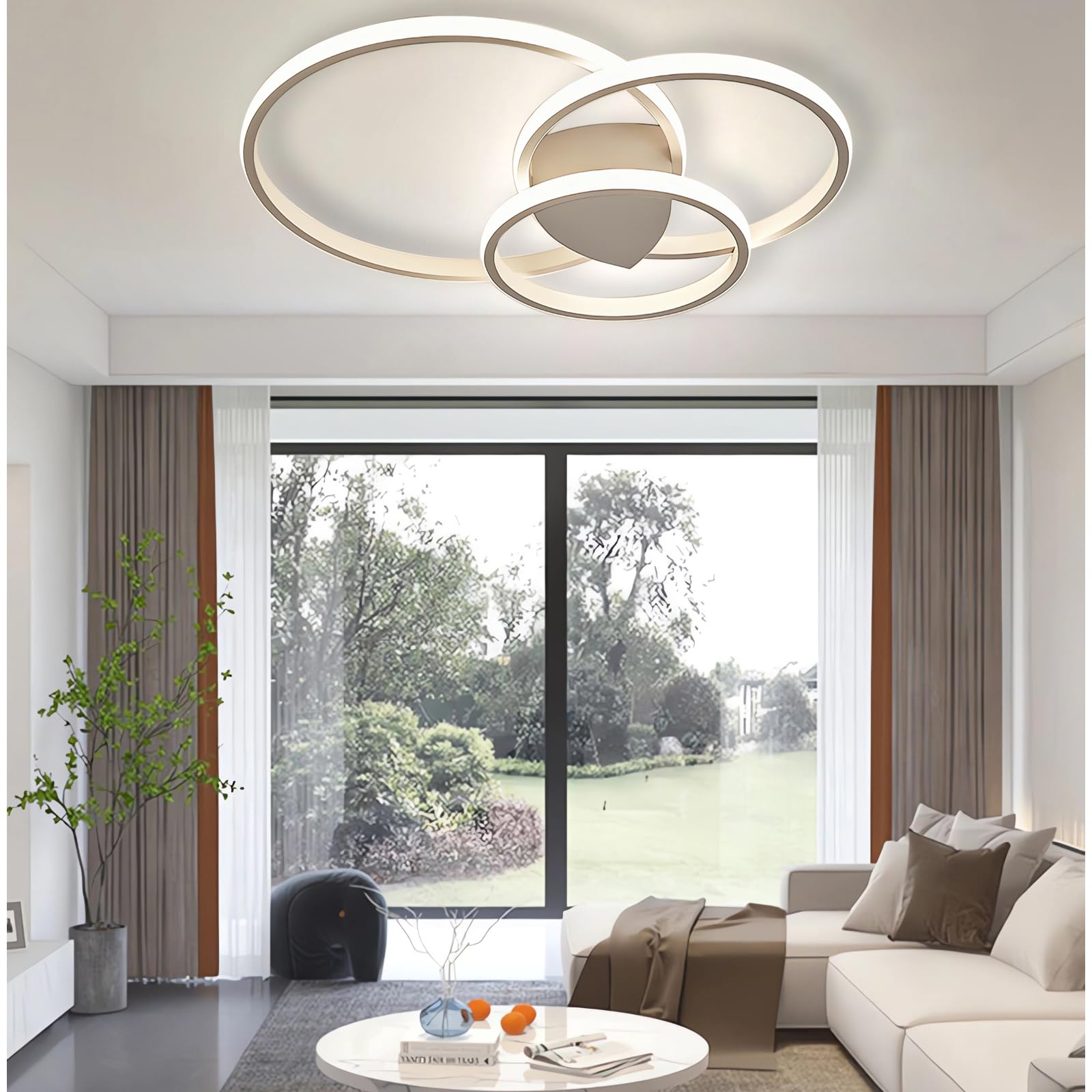 Nowoczesna lampa sufitowa LED okrągła Ściemnialne lampy sufitowe LED z pilotem 2 rozmiary 36W-54W Lampa sufitowa LED do przedpokoju biura sypialni kuchni salonu sypialni lampy sufitowe (Biały, 55CM)
