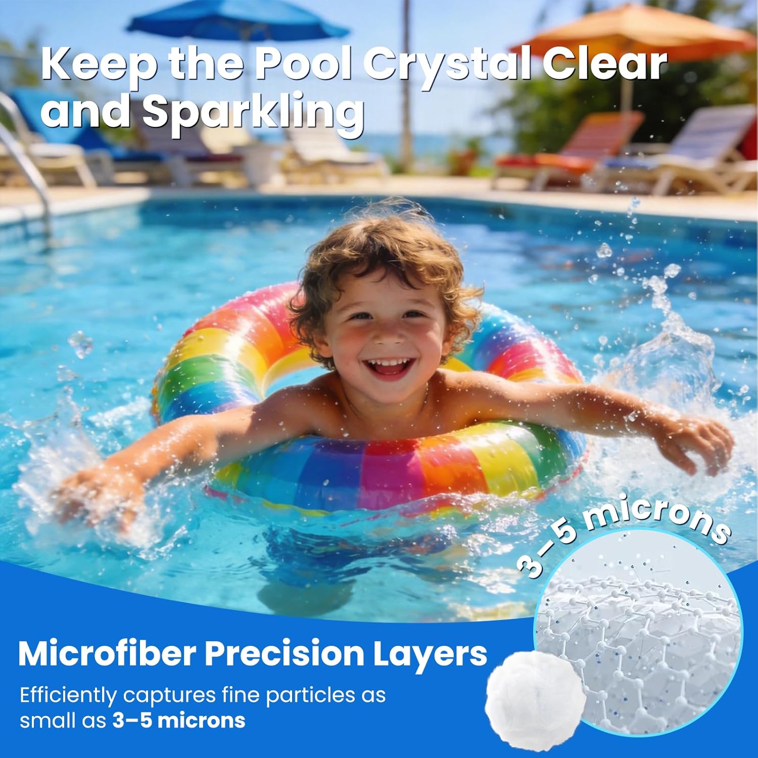 4.5 lbs Pool Filter Balls for Sand Filter, Reusable Sand Filter Balls, Eco-Friendly Cotton Balls, Suitable for All Sand Filter Systems, Lasts for Several Seasons (Equals 150 lbs Filter Sand)