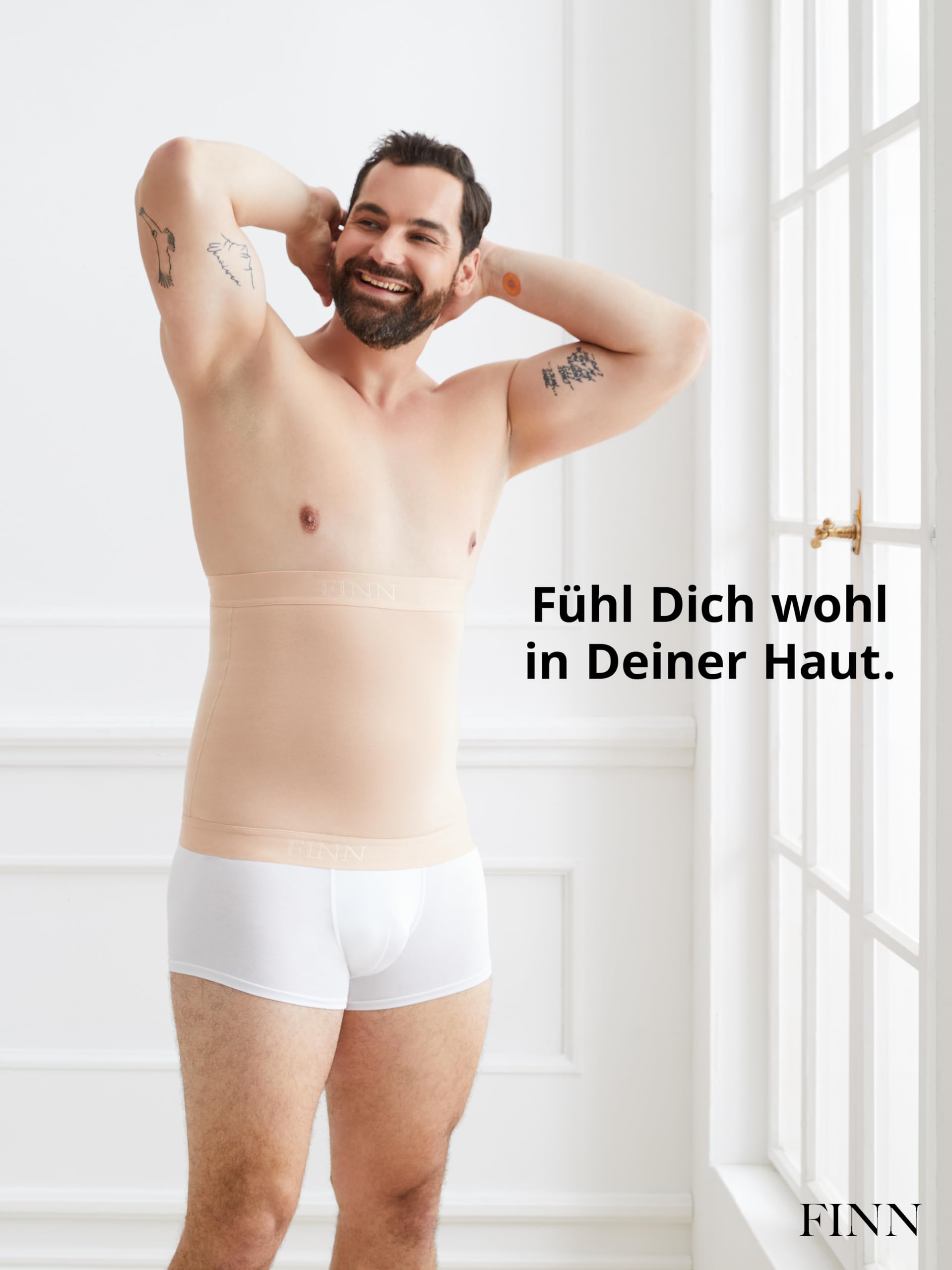 FINN Bauchweggürtel Herren – Figurformende Shapewear Bauchbinde – Starker Body Shaper mit Bauchweg Effekt – Miedergürtel und Korsett Alternative für Männer