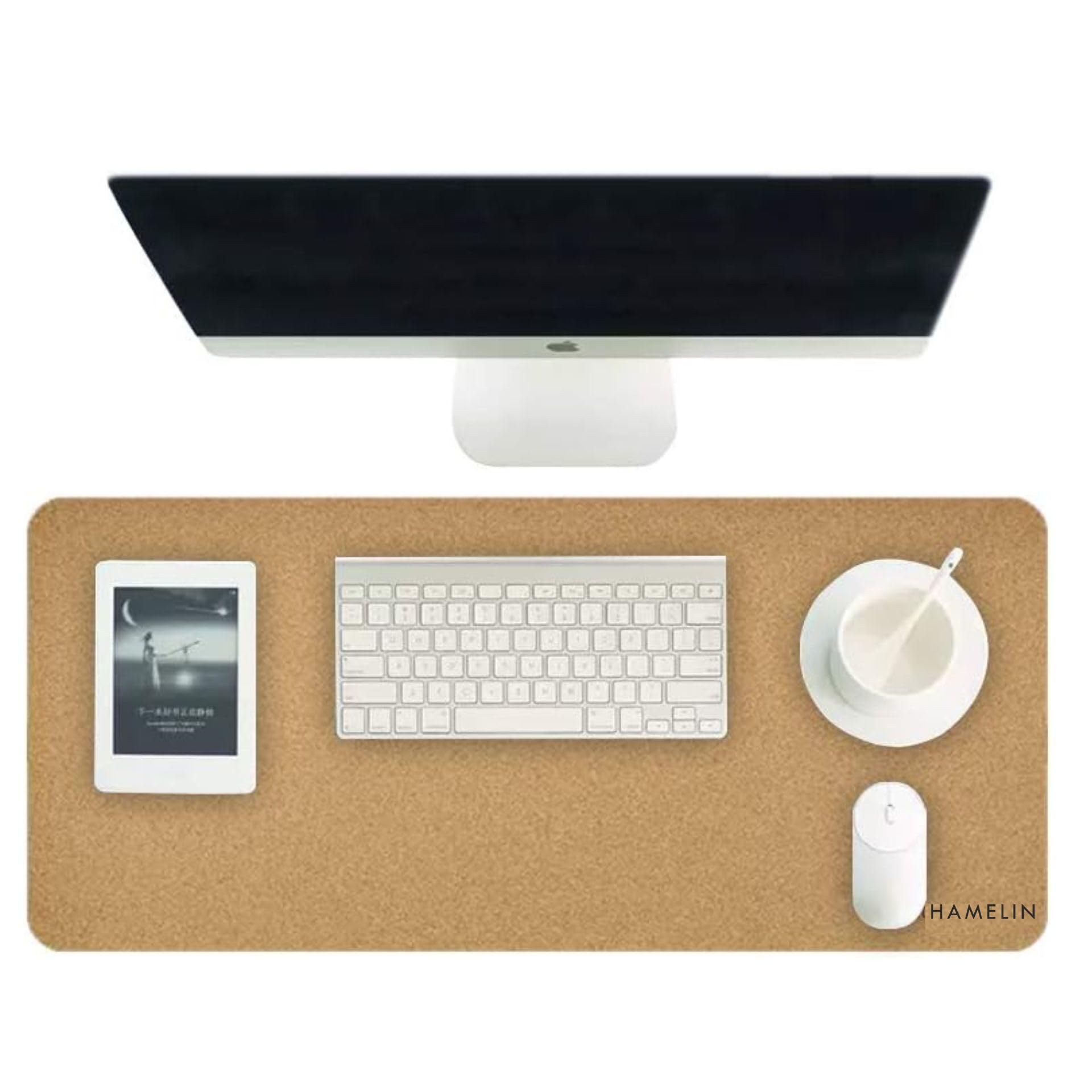 Hamelin Natural Cork Desk Mat, Anti-Slip Anti-Skid Skin Friendly, Natural Cork Desk Blotter Protector, Superfine Ecofrie