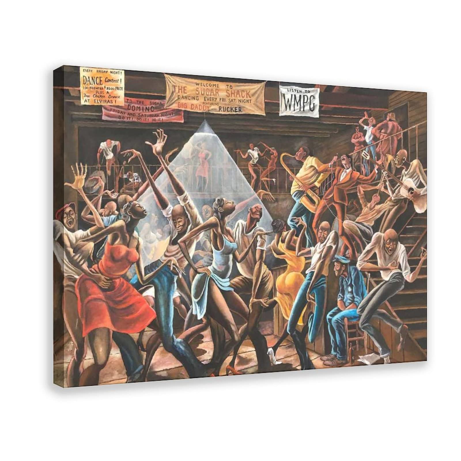 XIAOBIESAN Retro Poster Dancing Couple by Ernie Barnes Poster Canvas Poster Wall Art Decor Print Picture Paintings for Living Room Bedroom Decoration Frame-style 24x36inch(60x90cm)