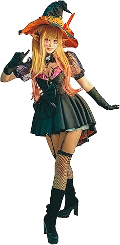 miccostumes Conjunto de vestido de anime de Halloween para mujer, disfraz de cosplay con sombrero y collar