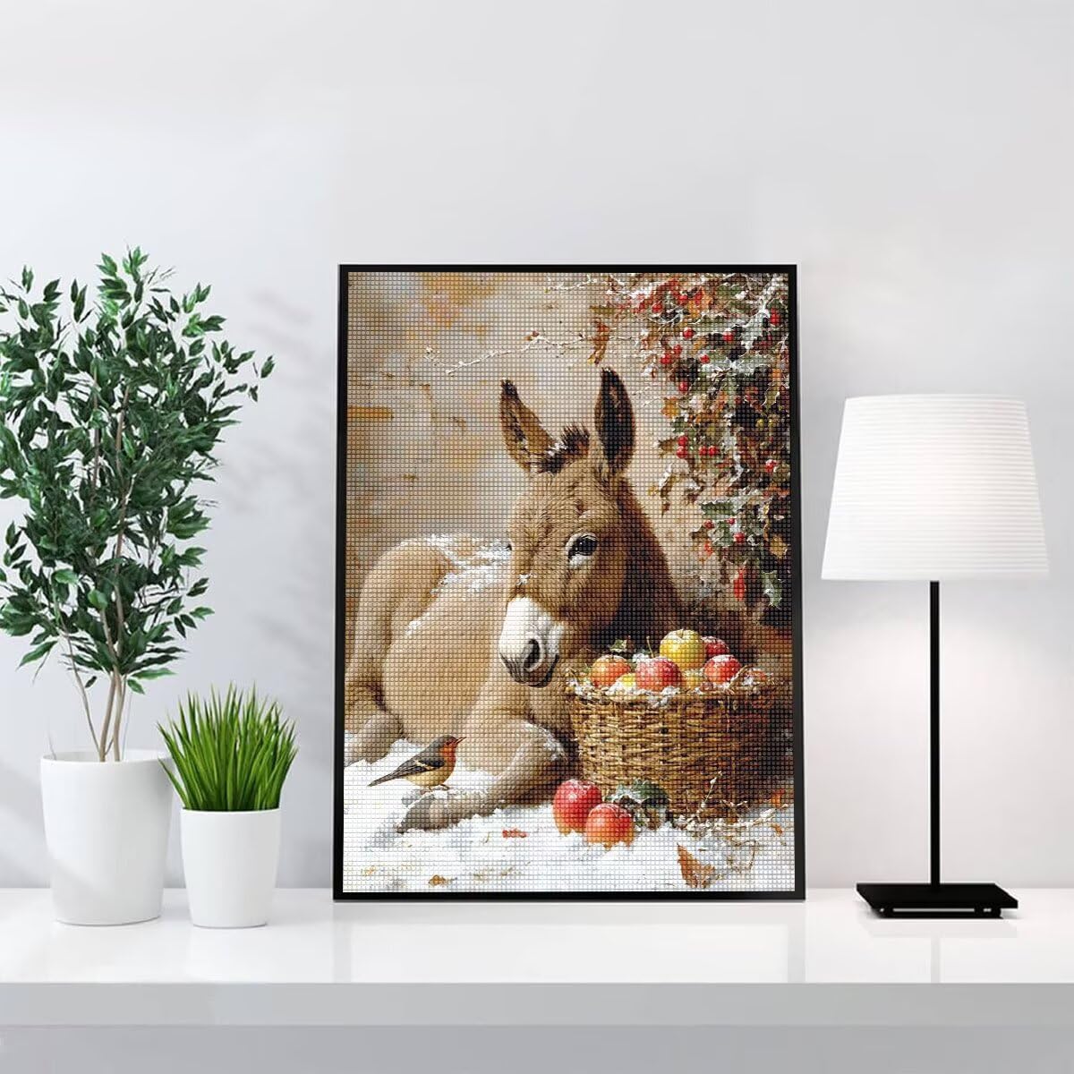 Diamond Painting Kit Completo, Diamond Painting Asino, 5D Quadrato Pittura Diamante Kit Manualidades Adultos DIY Diamantini Crystal Art Disegni Ricamo Punto Croce Artigianale, 60x90cm Frutta j0-873