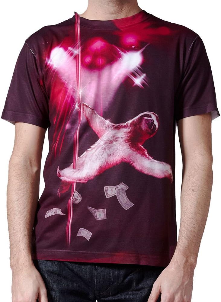 Pole Dancing Sloth Tshirt Slothzilla on Stripper Pole All Over Print Sexy shirt For Men, Ss02, Small