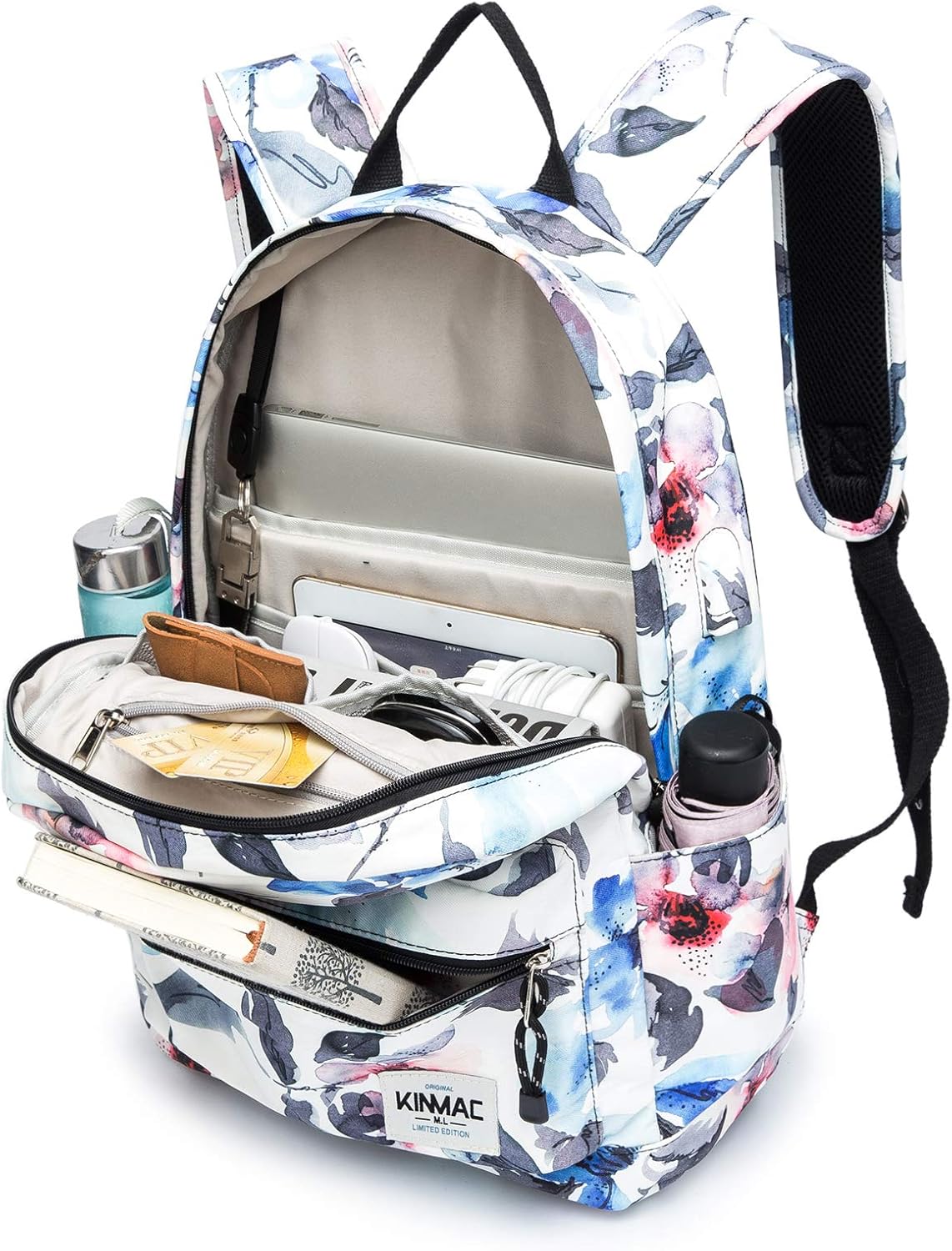 Kinmac Watercolor Pattern 15 inch Waterproof Laptop Travel Outdoor Backpack With USB Charging Port For 13 inch 14 inch and 15.6 inch Laptop - Image 4