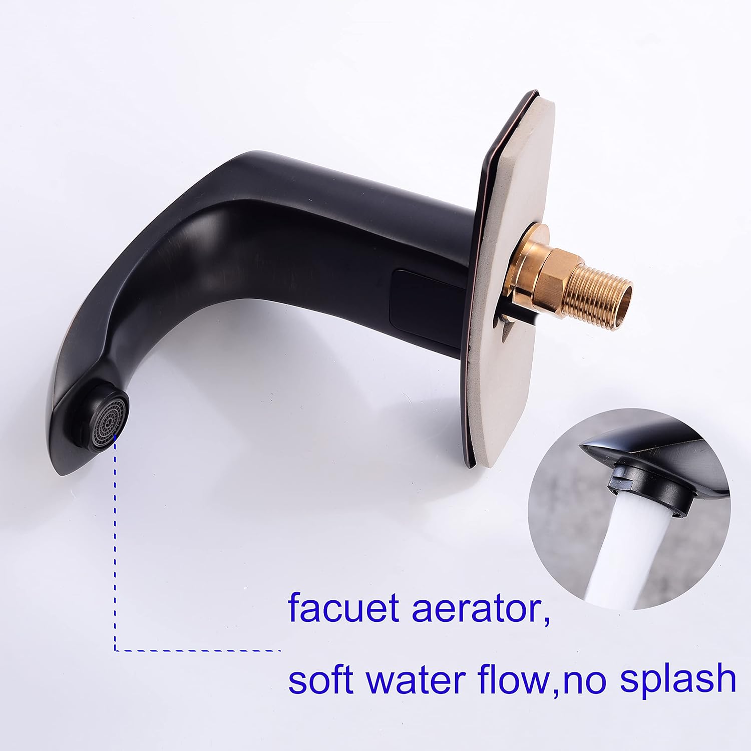 Automatic Touchless Bathroom Sink Faucet Sensor Motion Activated Commercial Faucets Hands Free Infrared Residential Basin Tap with Deck Plate Water Mixer Valve Control Box (Matte Black)