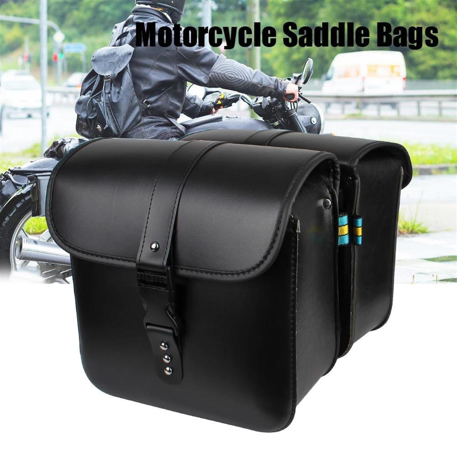 Bolsa Lateral para Casco De Moto Bolsa Sillín para Equipaje Lateral Bolsa Viaje Bolsa Cuero PU para Equipaje Trasero Motocicleta Bolsa Herramientas para Almacenamiento Motocicletas